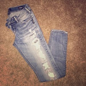 SILVER jeans - destroyed with denim patchwork